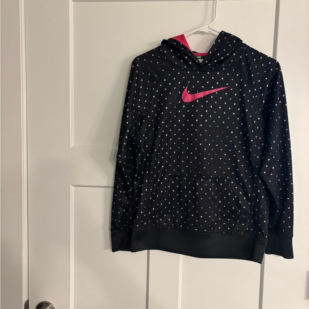 NIKE HOODIE GIRL SIZE XL 
BLACK WITH WHITE DOTS